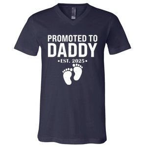 Promoted To Daddy Established 2025 New Dad V-Neck T-Shirt