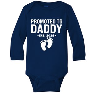 Promoted To Daddy Established 2025 New Dad Baby Long Sleeve Bodysuit