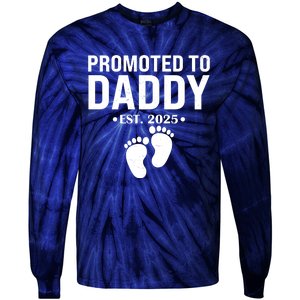 Promoted To Daddy Established 2025 New Dad Tie-Dye Long Sleeve Shirt