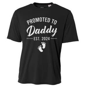 Promoted To Daddy Est 2024 New Dad FirstTime Dad Fathers Day Cooling Performance Crew T-Shirt