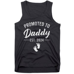 Promoted To Daddy Est 2024 New Dad FirstTime Dad Fathers Day Tank Top