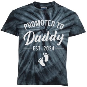 Promoted To Daddy Est 2024 New Dad FirstTime Dad Fathers Day Kids Tie-Dye T-Shirt