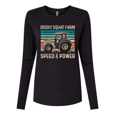 Perfect Tractor Design Diddly Squat Farm Speed And Power Vintage Retro Womens Cotton Relaxed Long Sleeve T-Shirt