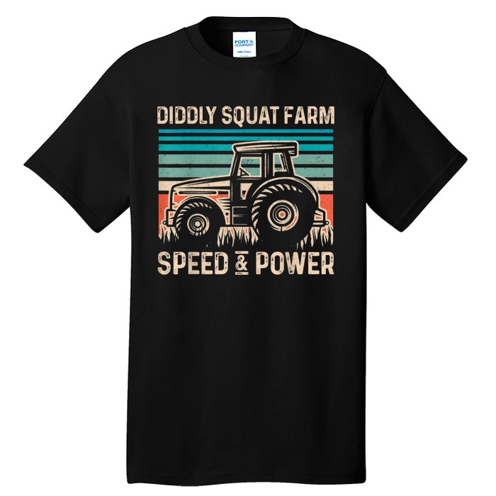 Perfect Tractor Design Diddly Squat Farm Speed And Power Vintage Retro Tall T-Shirt