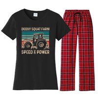 Perfect Tractor Design Diddly Squat Farm Speed And Power Vintage Retro Women's Flannel Pajama Set