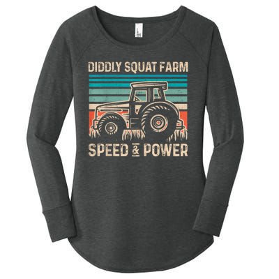 Perfect Tractor Design Diddly Squat Farm Speed And Power Vintage Retro Women's Perfect Tri Tunic Long Sleeve Shirt