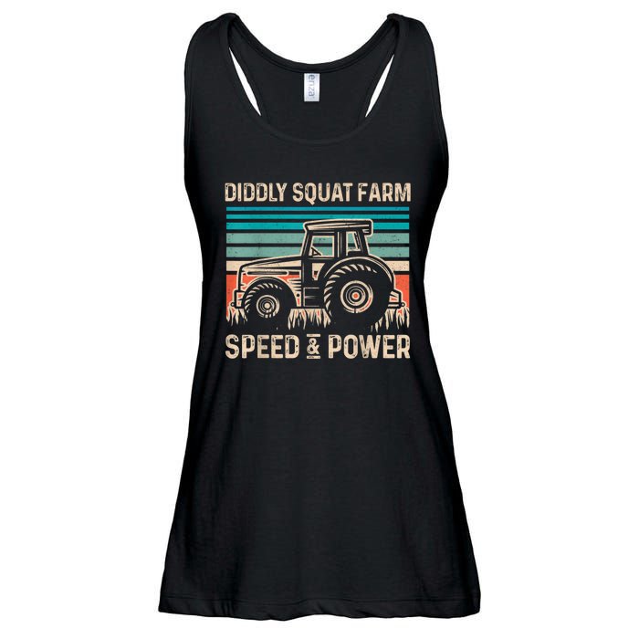 Perfect Tractor Design Diddly Squat Farm Speed And Power Vintage Retro Ladies Essential Flowy Tank