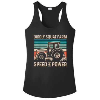 Perfect Tractor Design Diddly Squat Farm Speed And Power Vintage Retro Ladies PosiCharge Competitor Racerback Tank