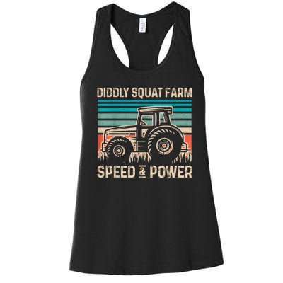 Perfect Tractor Design Diddly Squat Farm Speed And Power Vintage Retro Women's Racerback Tank