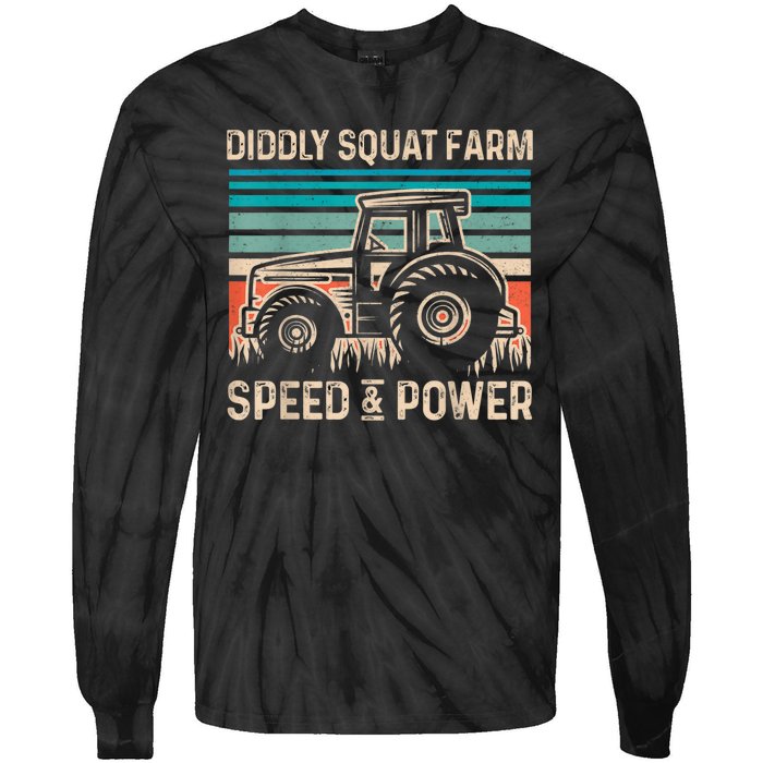 Perfect Tractor Design Diddly Squat Farm Speed And Power Vintage Retro Tie-Dye Long Sleeve Shirt