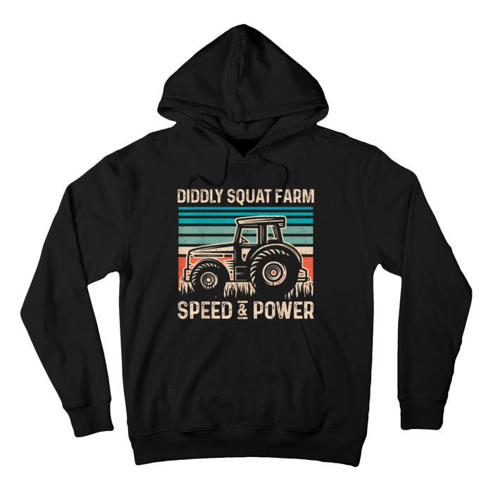 Perfect Tractor Design Diddly Squat Farm Speed And Power Vintage Retro Tall Hoodie