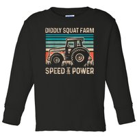 Perfect Tractor Design Diddly Squat Farm Speed And Power Vintage Retro Toddler Long Sleeve Shirt