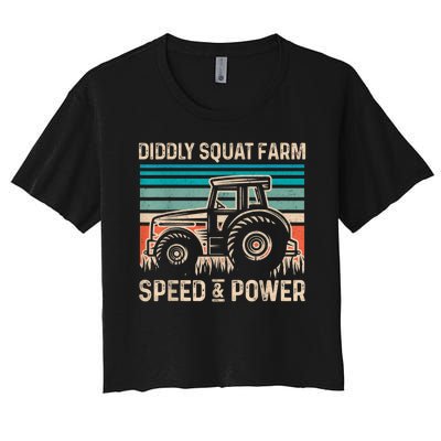 Perfect Tractor Design Diddly Squat Farm Speed And Power Vintage Retro Women's Crop Top Tee