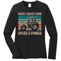 Perfect Tractor Design Diddly Squat Farm Speed And Power Vintage Retro Ladies Long Sleeve Shirt