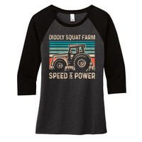 Perfect Tractor Design Diddly Squat Farm Speed And Power Vintage Retro Women's Tri-Blend 3/4-Sleeve Raglan Shirt