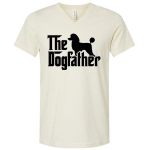 Poodle The Dogfather Cool Dog Daddy Dad Papa Father V-Neck T-Shirt