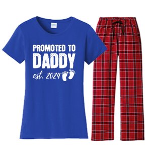 Promoted To Daddy 2024 Soon To Be Dad Husband Gift Women's Flannel Pajama Set