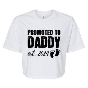 Promoted To Daddy 2024 Soon To Be Dad Husband Gift Bella+Canvas Jersey Crop Tee