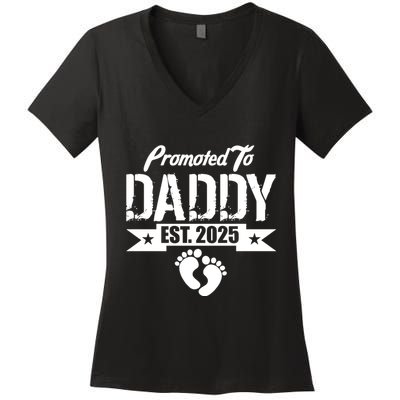 Promoted To Daddy Est. 2025 Women's V-Neck T-Shirt
