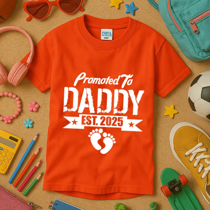 Promoted To Daddy Est. 2025 Kids T-Shirt