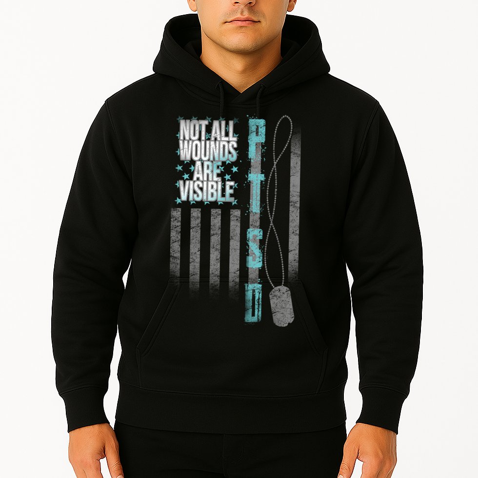 Not All Wounds Are Visible Ptsd Veteran Flag Hoodie