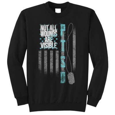 Not All Wounds Are Visible Ptsd Veteran Flag Sweatshirt