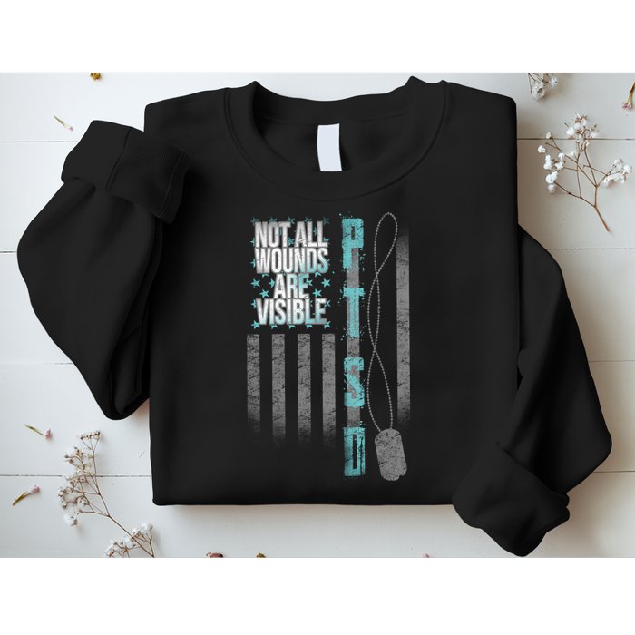 Not All Wounds Are Visible Ptsd Veteran Flag Sweatshirt