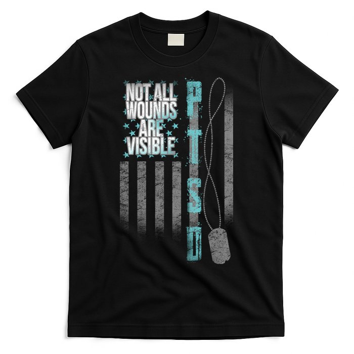 Not All Wounds Are Visible Ptsd Veteran Flag T-Shirt