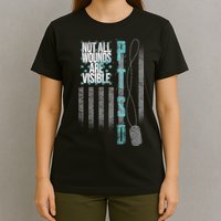 Not All Wounds Are Visible Ptsd Veteran Flag T-Shirt