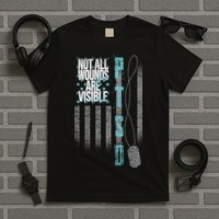 Not All Wounds Are Visible Ptsd Veteran Flag T-Shirt