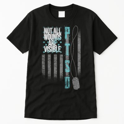 Not All Wounds Are Visible Ptsd Veteran Flag Tall T-Shirt