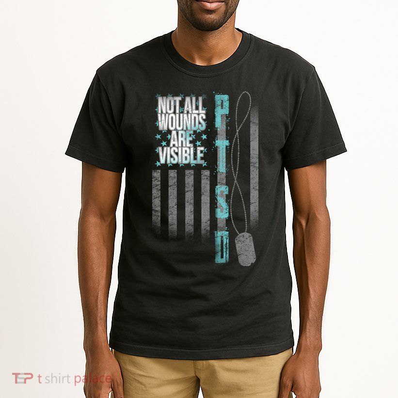 Not All Wounds Are Visible Ptsd Veteran Flag Tall T-Shirt