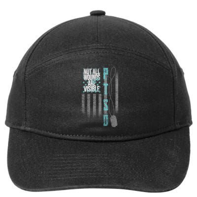 Not All Wounds Are Visible Ptsd Veteran Flag 7-Panel Snapback Hat