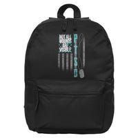 Not All Wounds Are Visible Ptsd Veteran Flag 16 in Basic Backpack
