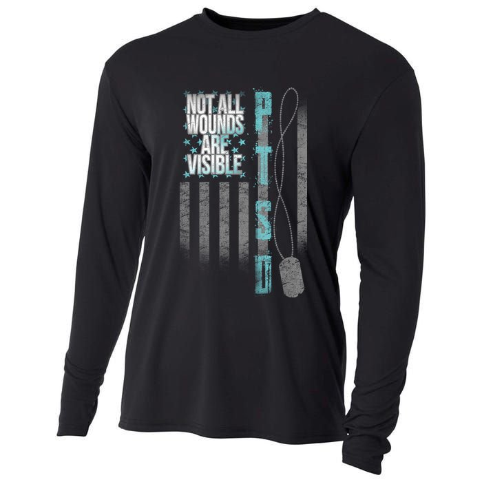 Not All Wounds Are Visible Ptsd Veteran Flag Cooling Performance Long Sleeve Crew