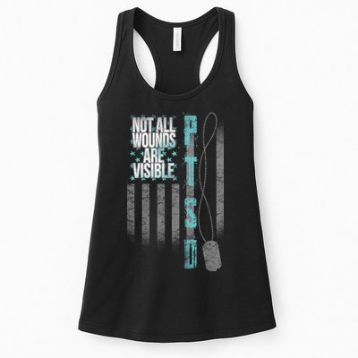 Not All Wounds Are Visible Ptsd Veteran Flag Womens Tank Top