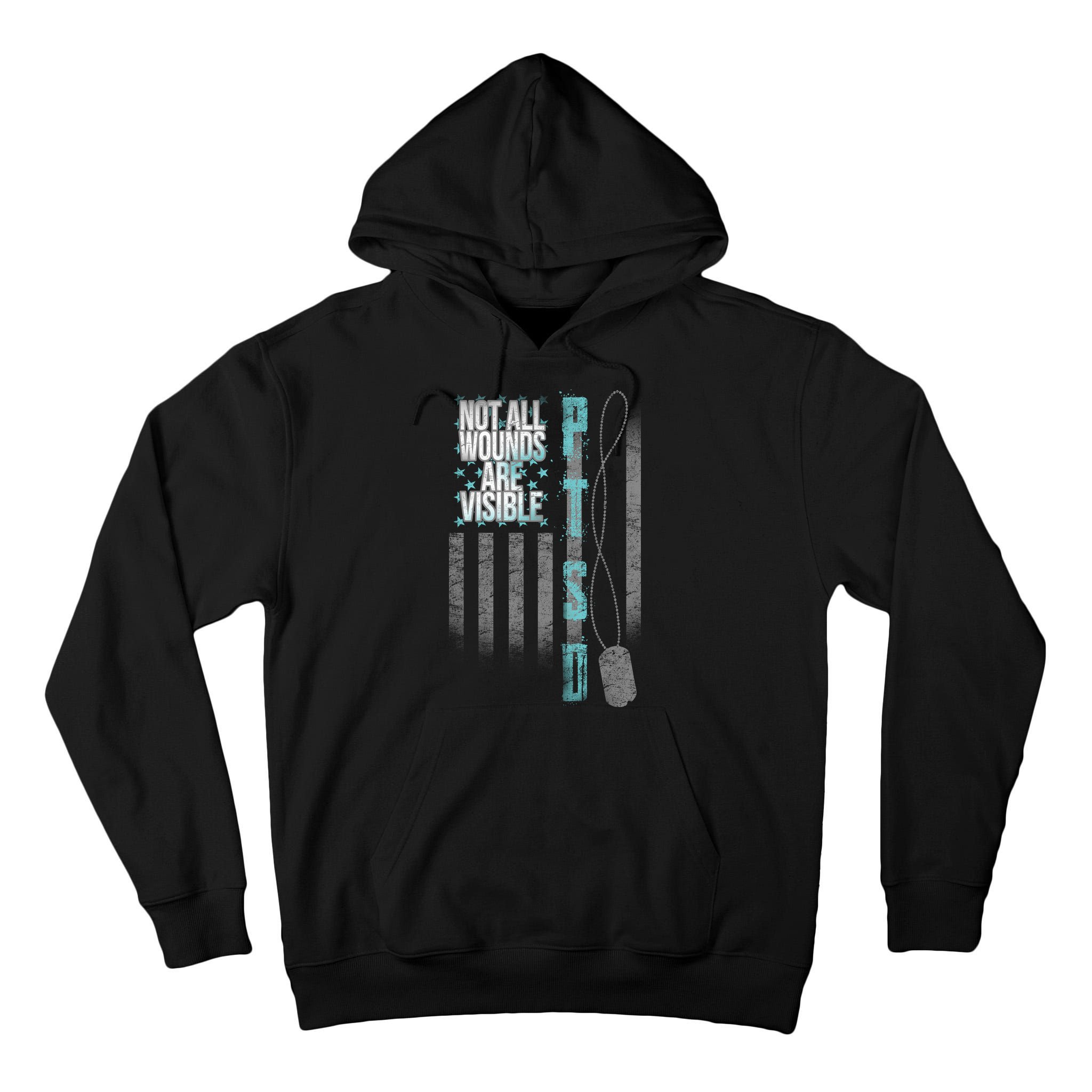Not All Wounds Are Visible Ptsd Veteran Flag Tall Hoodie