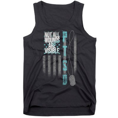Not All Wounds Are Visible Ptsd Veteran Flag Tank Top
