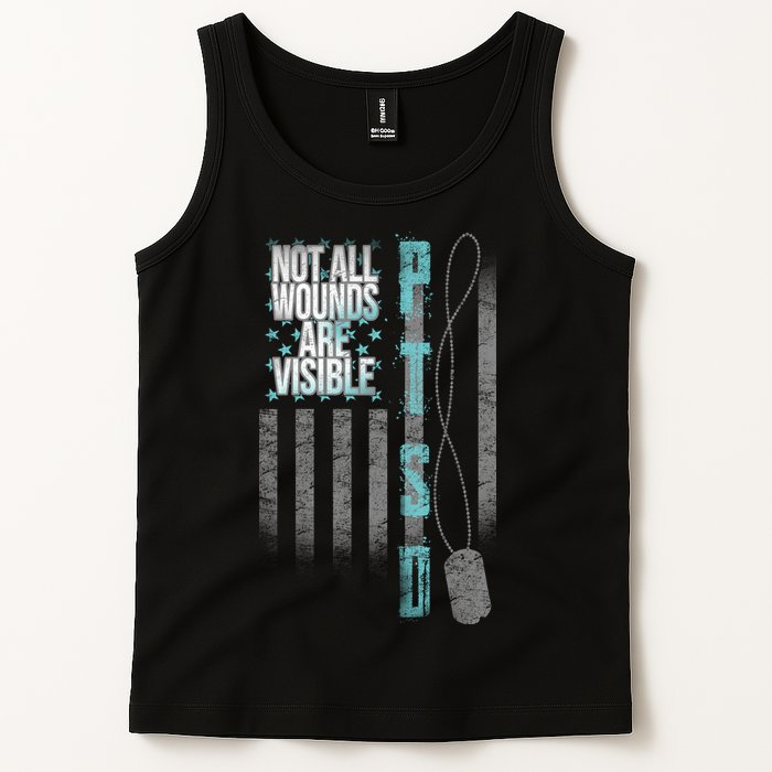 Not All Wounds Are Visible Ptsd Veteran Flag Tank Top