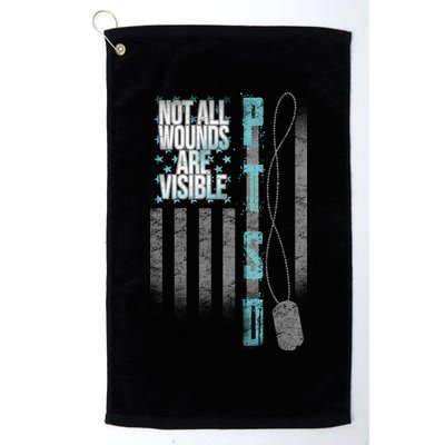 Not All Wounds Are Visible Ptsd Veteran Flag Golf Towel