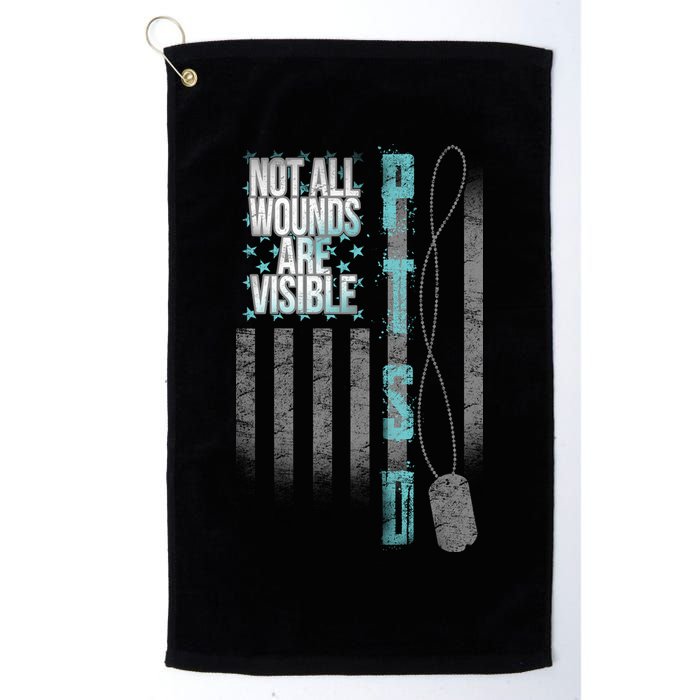 Not All Wounds Are Visible Ptsd Veteran Flag Golf Towel