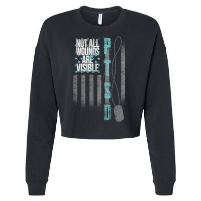 Not All Wounds Are Visible Ptsd Veteran Flag Cropped Pullover Crew
