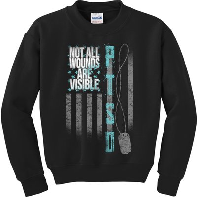 Not All Wounds Are Visible Ptsd Veteran Flag Kids Sweatshirt