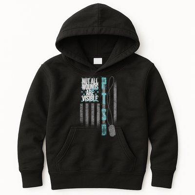 Not All Wounds Are Visible Ptsd Veteran Flag Kids Hoodie