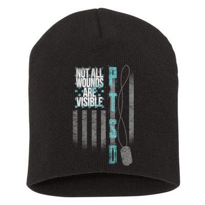 Not All Wounds Are Visible Ptsd Veteran Flag Short Acrylic Beanie