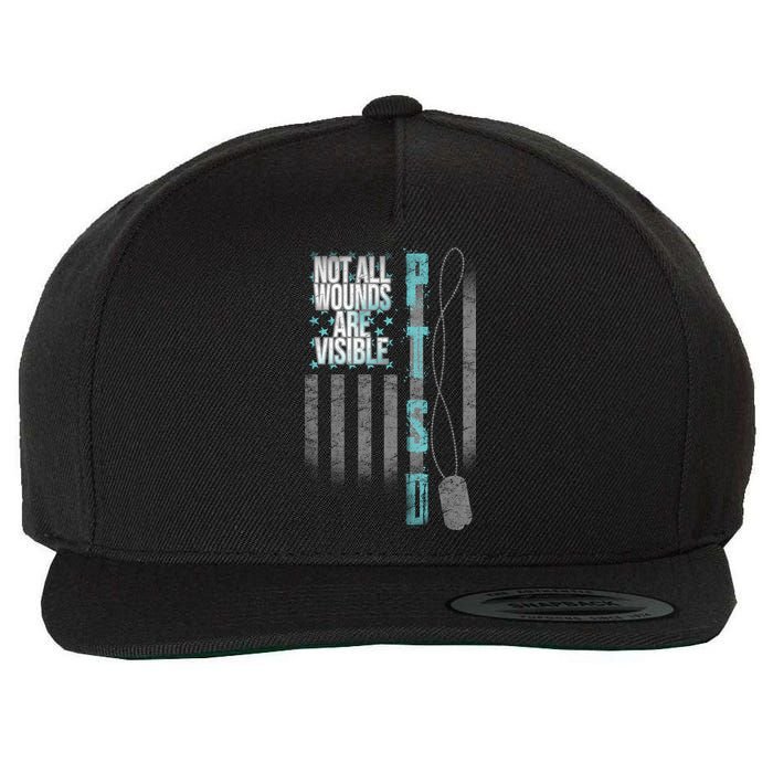 Not All Wounds Are Visible Ptsd Veteran Flag Wool Snapback Cap