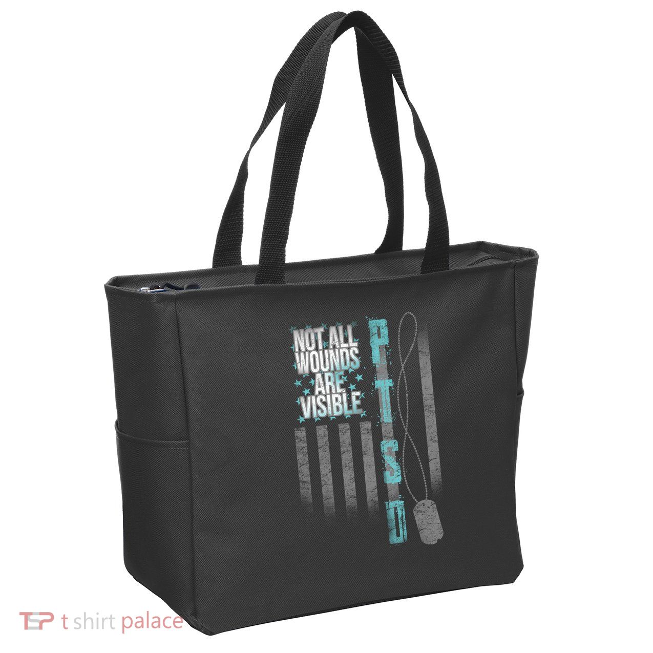 Not All Wounds Are Visible Ptsd Veteran Flag Zip Tote Bag