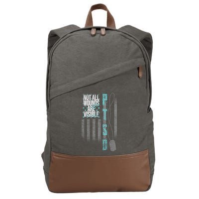 Not All Wounds Are Visible Ptsd Veteran Flag Cotton Canvas Backpack