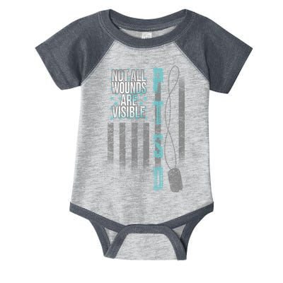 Not All Wounds Are Visible Ptsd Veteran Flag Infant Baby Jersey Bodysuit