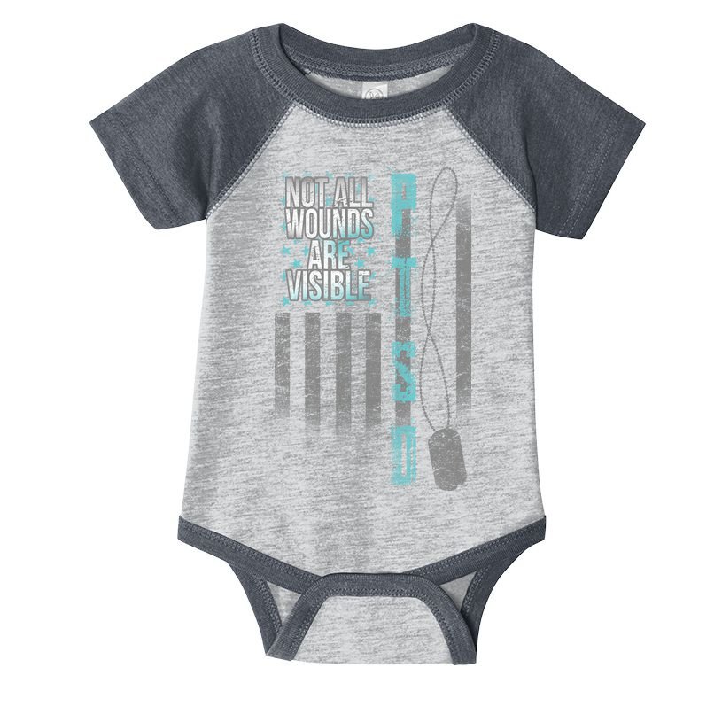 Not All Wounds Are Visible Ptsd Veteran Flag Infant Baby Jersey Bodysuit